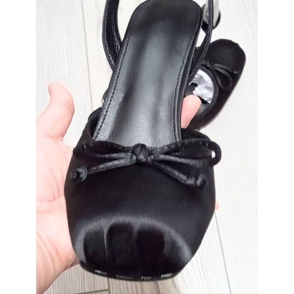 (D-4779) Satin Ballet Shoes Stiletto High Heels Closed Square Toe Sz 8.5 - Picture 5 of 17